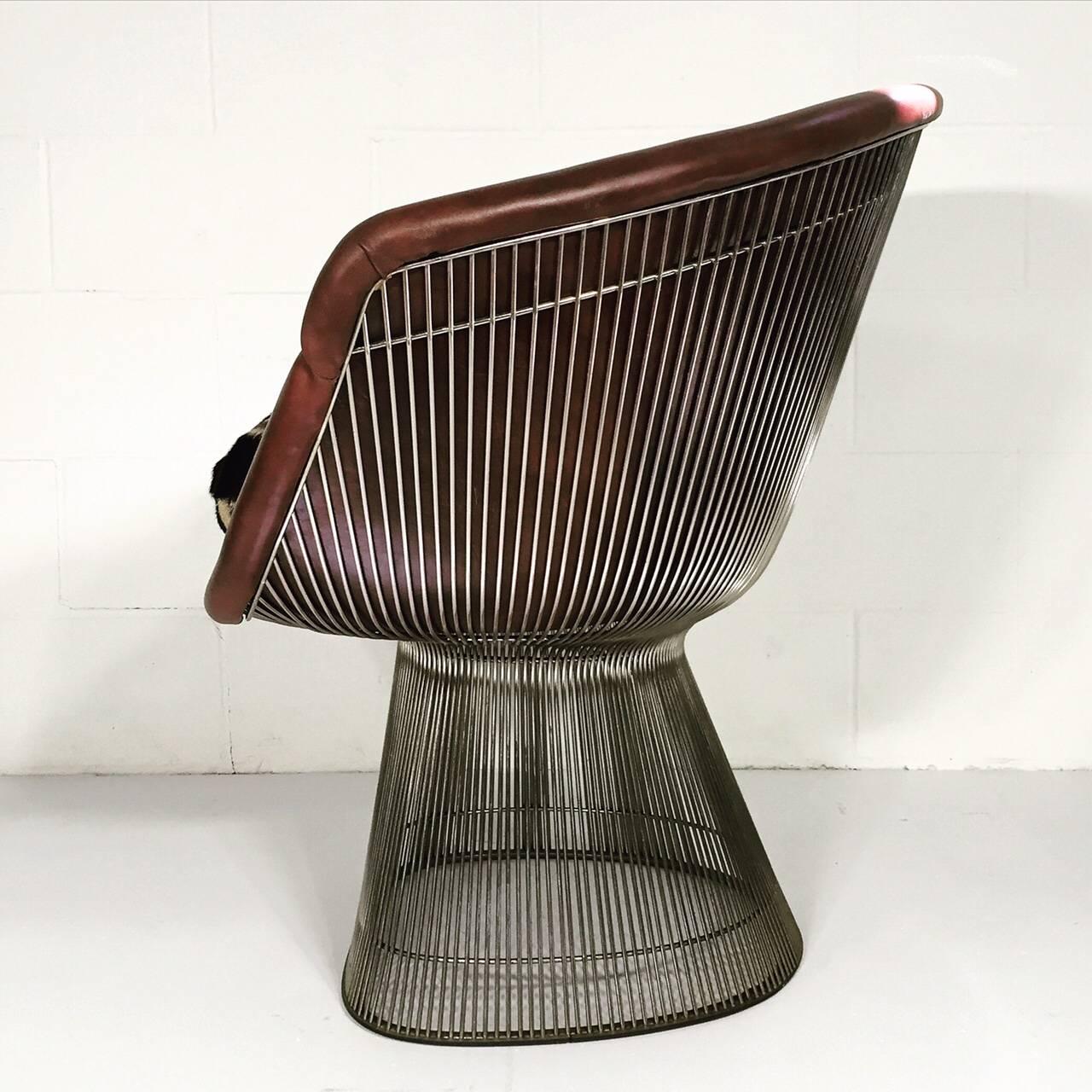Mid-Century Modern Warren Platner for Knoll Lounge Chair with Zebra Hide Cushion