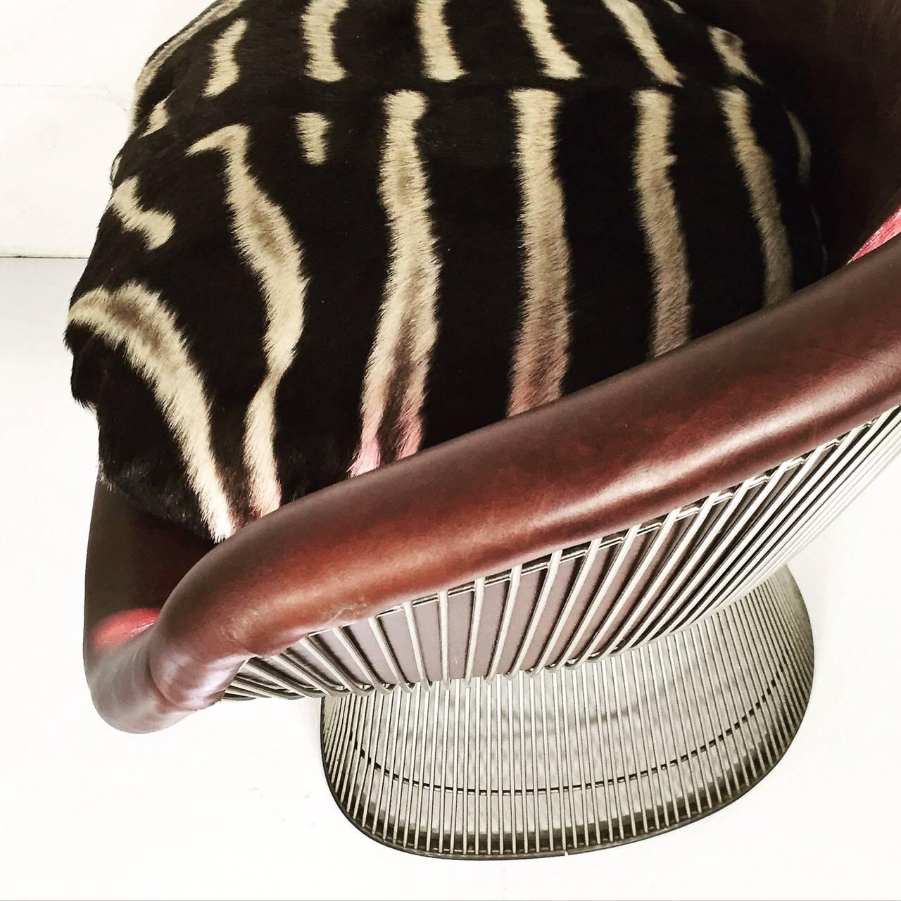 North American Warren Platner for Knoll Lounge Chair with Zebra Hide Cushion