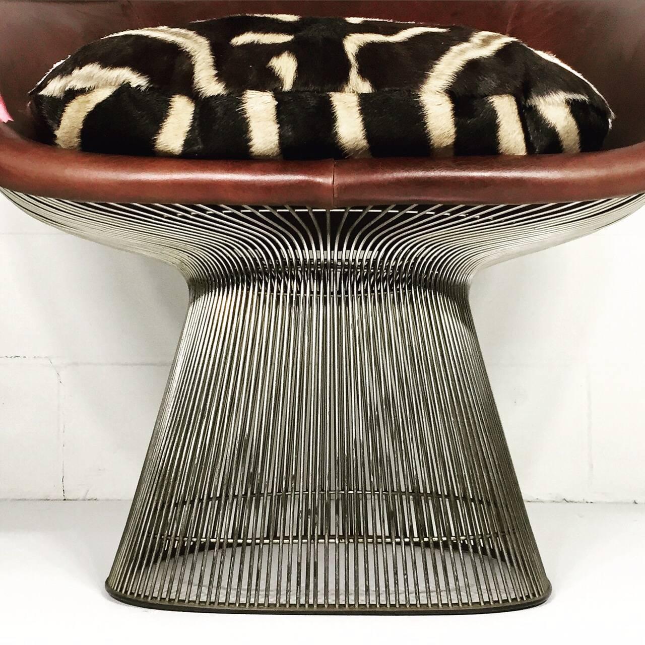 Warren Platner for Knoll Lounge Chair with Zebra Hide Cushion In Excellent Condition In SAINT LOUIS, MO