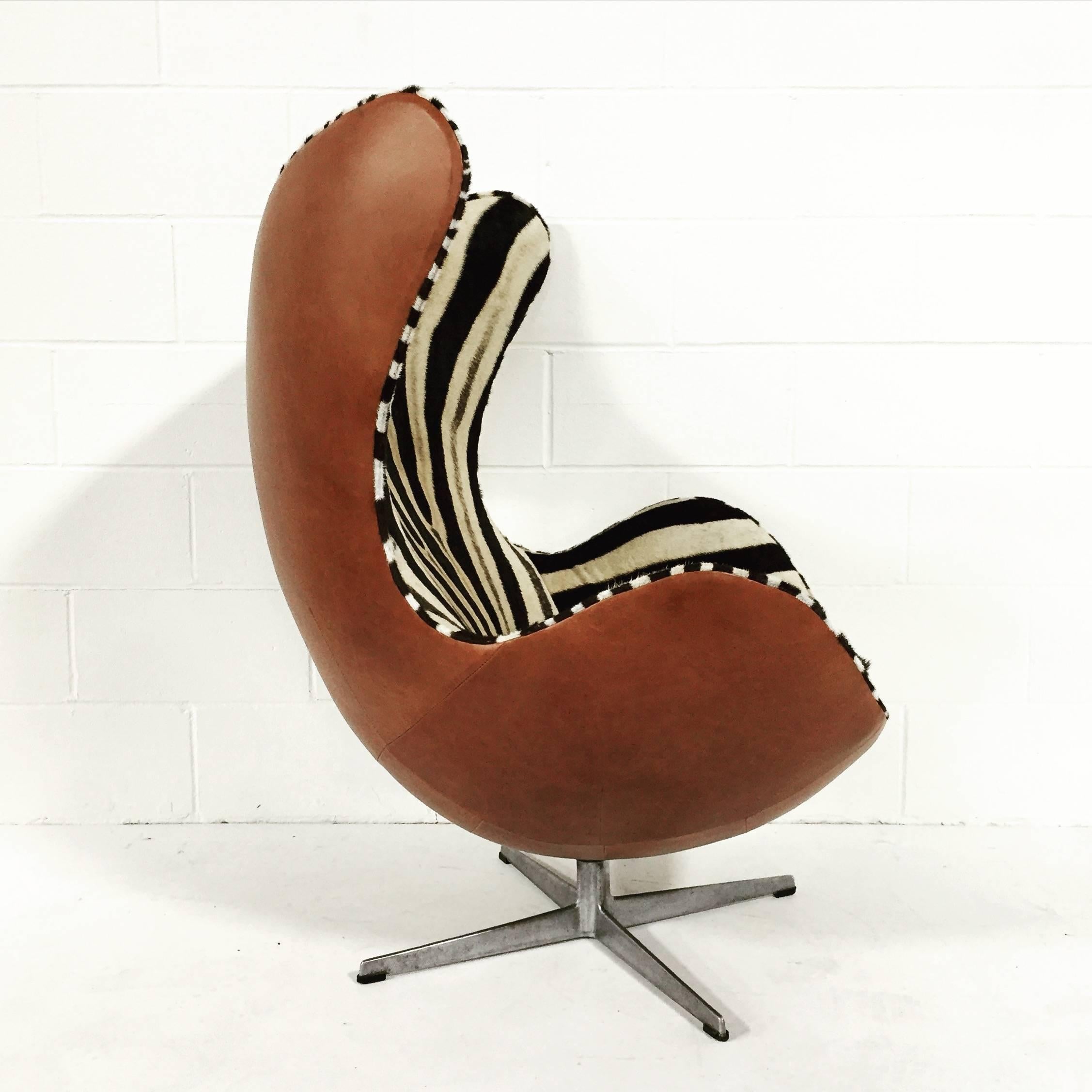 Arne Jacobsen Egg Chair in Zebra Hide and Leather 1