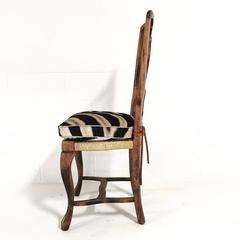 Provincial Style Side Chair with Custom Zebra Hide Cushion