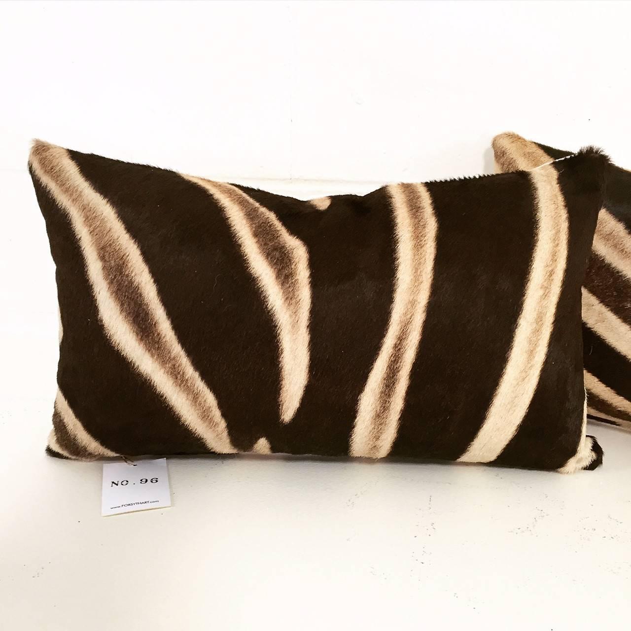Zebra Hide Pillows, No. 96 and 97 In Excellent Condition In SAINT LOUIS, MO