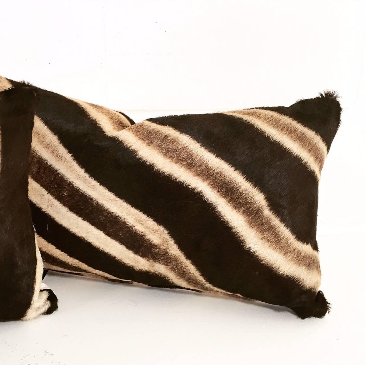 Contemporary Zebra Hide Pillows, No. 96 and 97