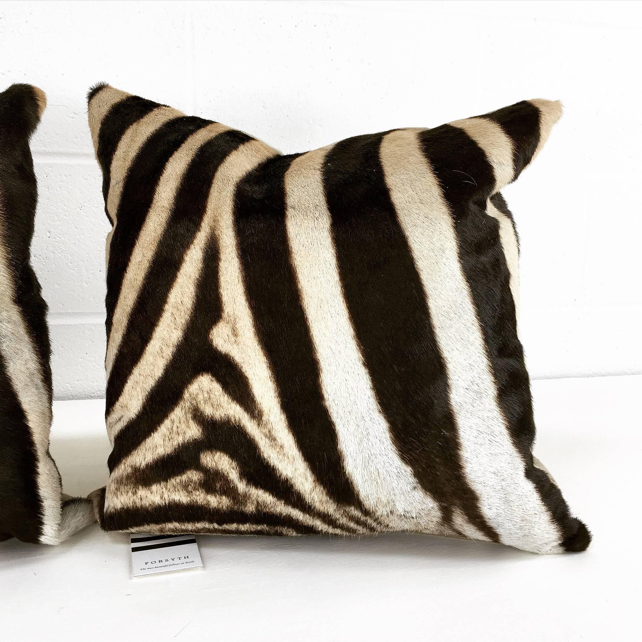 Zebra Hide Pillows, No. 275 & 277 In Excellent Condition In SAINT LOUIS, MO