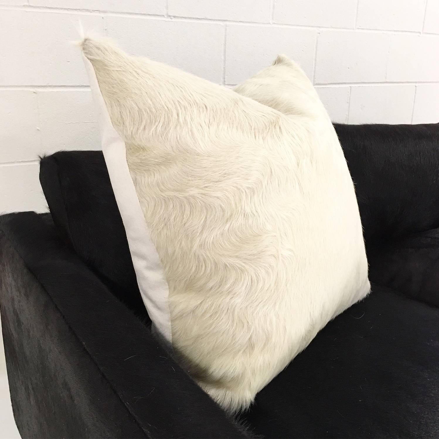 Ivory Brazilian Cowhide Pillow In Excellent Condition For Sale In SAINT LOUIS, MO