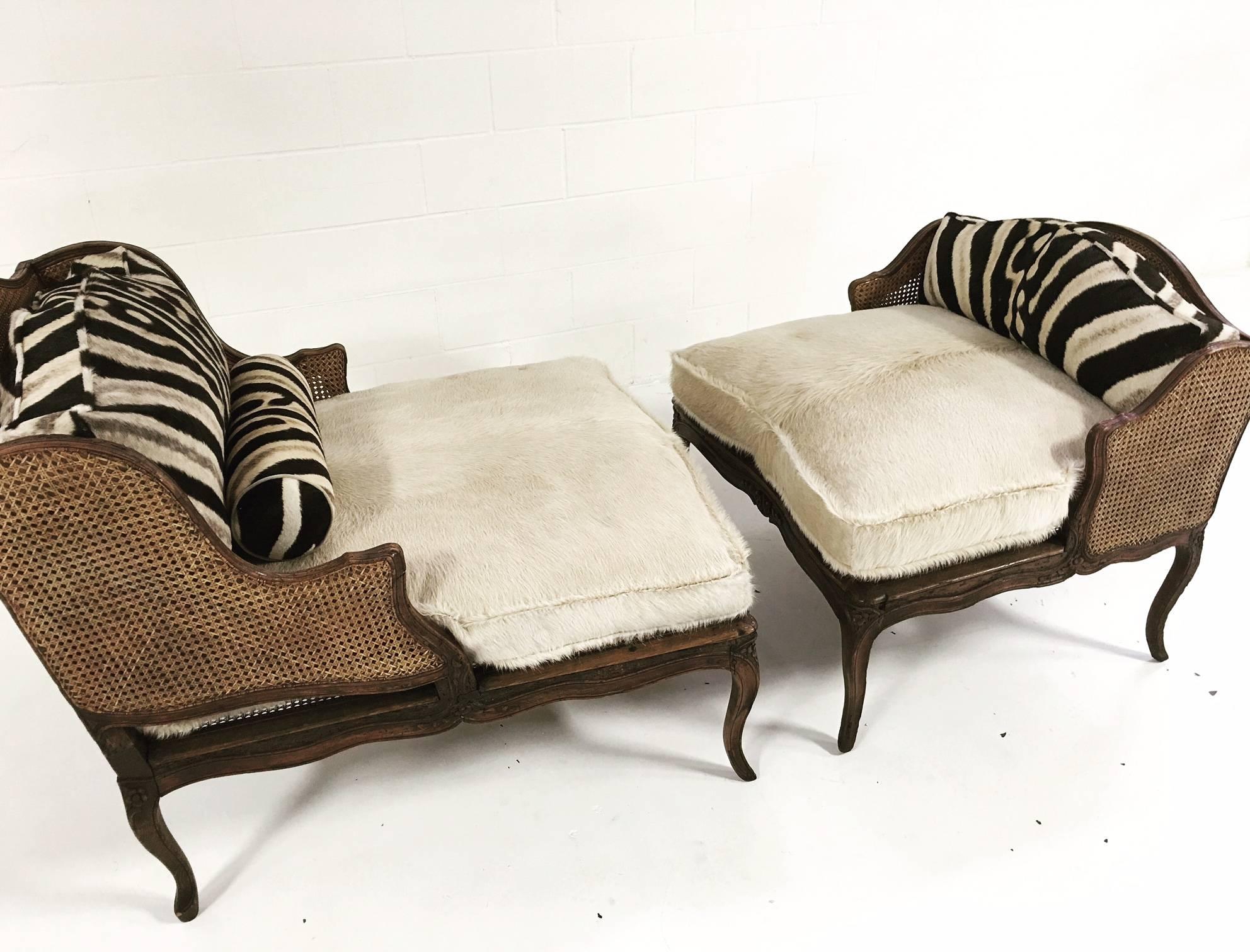 18th Century Louis XV Two-Piece Duchesse Brisee in Cowhide and Zebra Hide In Excellent Condition In SAINT LOUIS, MO