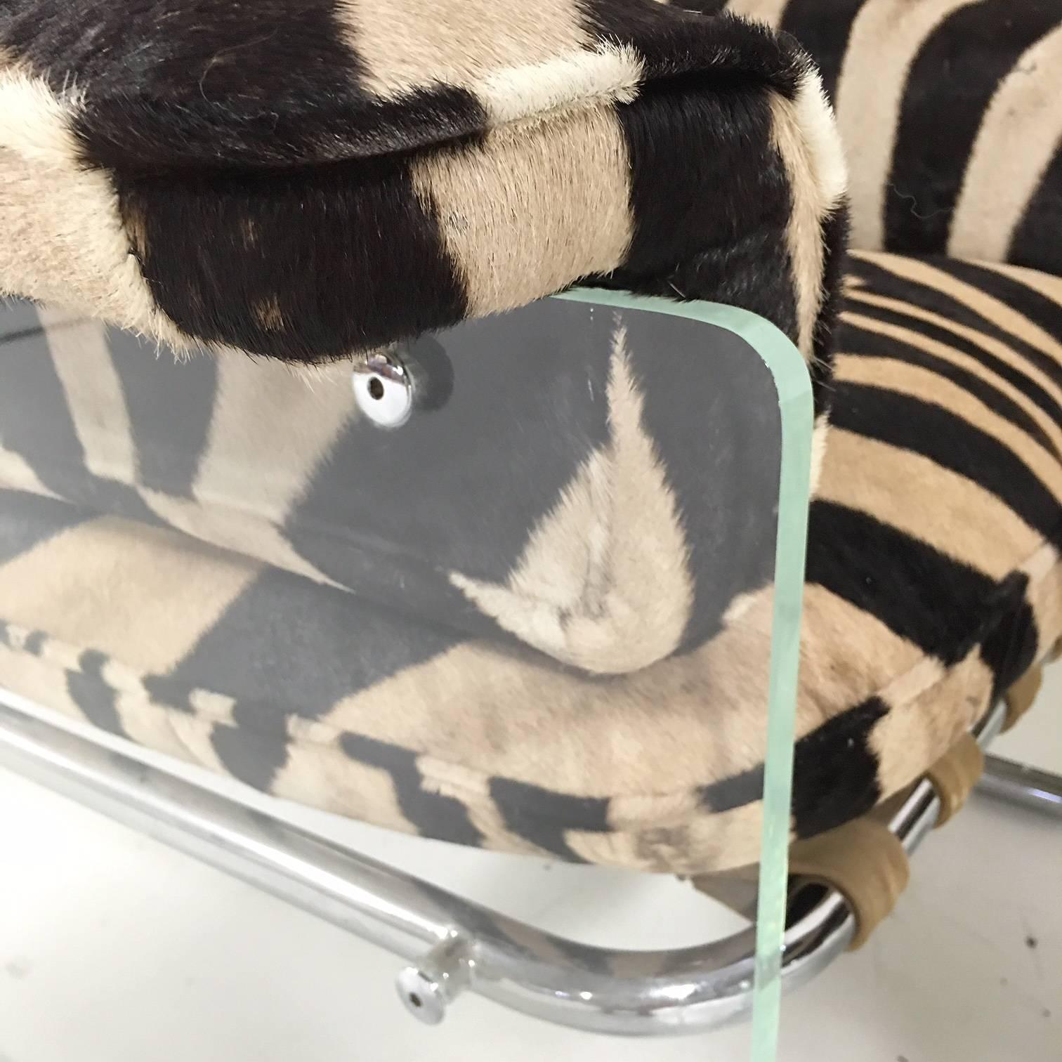 Pace Collection Argenta Lucite And Chrome Lounge Chair And Ottoman In 