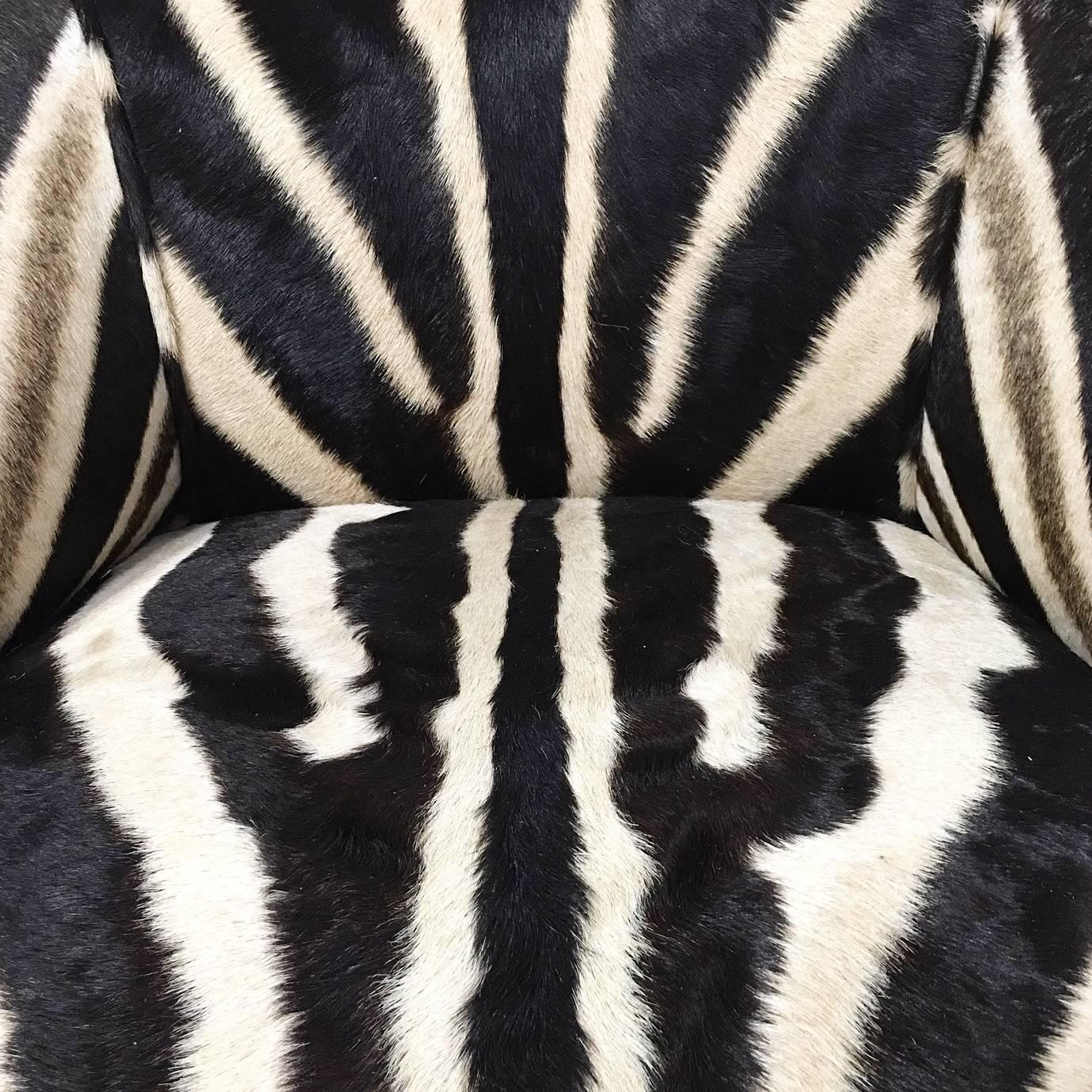 Small Vintage Carved Chair in Zebra Hide 6