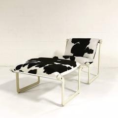 Morrison & Hannah for Knoll Chair & Ottoman in Black & White Brazilian Cowhide