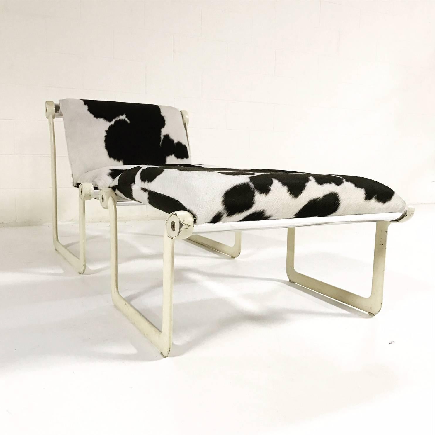 Morrison & Hannah for Knoll Chair & Ottoman in Black & White Brazilian Cowhide 1