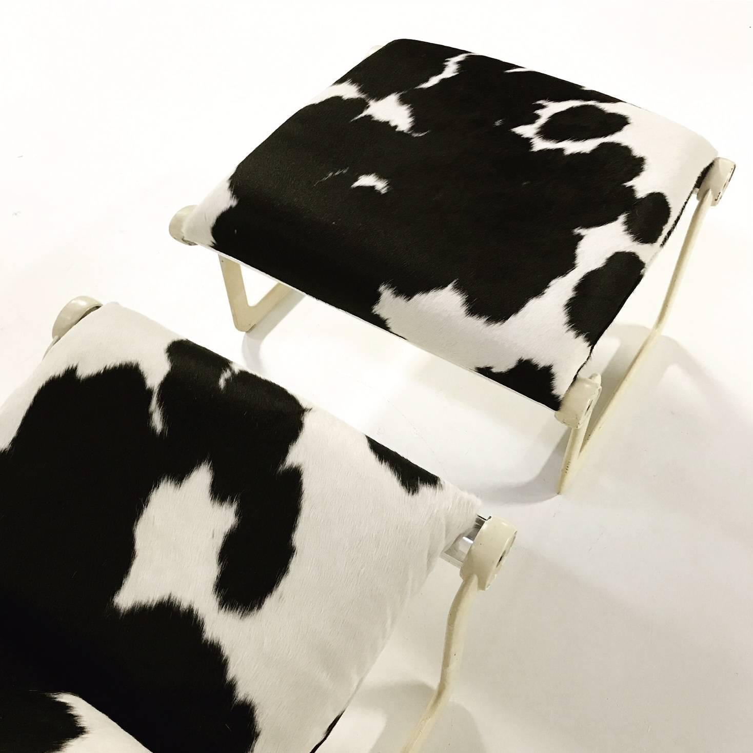 Morrison & Hannah for Knoll Chair & Ottoman in Black & White Brazilian Cowhide 2
