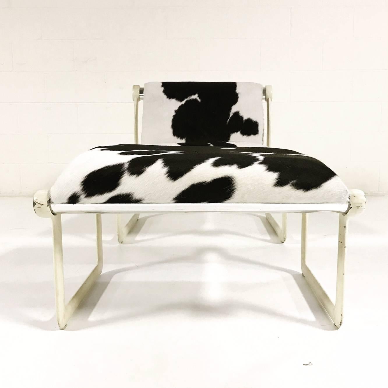 Morrison & Hannah for Knoll Chair & Ottoman in Black & White Brazilian Cowhide 4