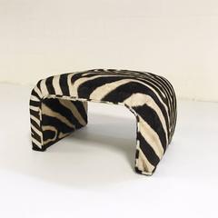 One of a Kind Curved Ottoman in Zebra Hide