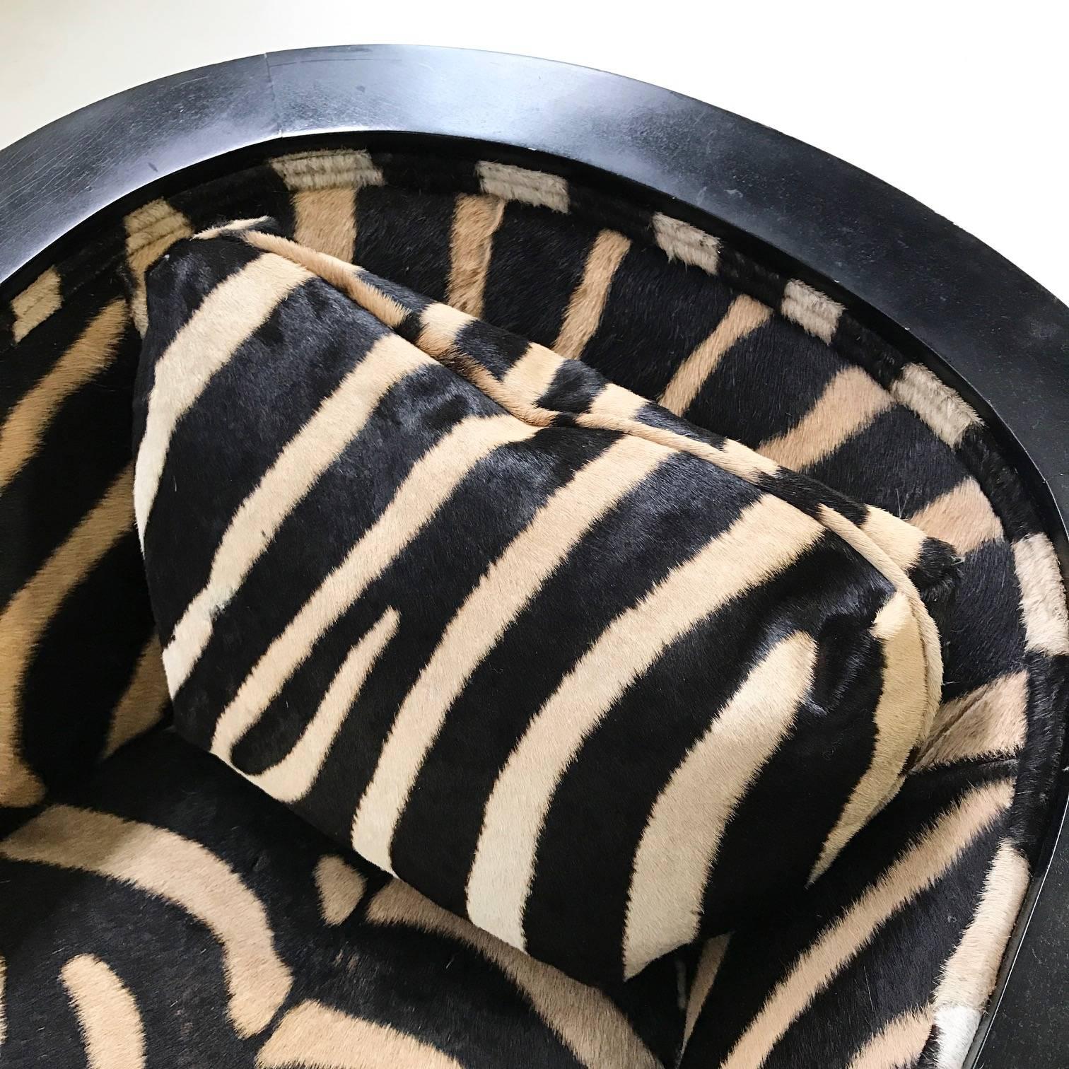 One of a Kind Paul Frankl Lounge Chair Restored in Zebra Hide at 1stDibs