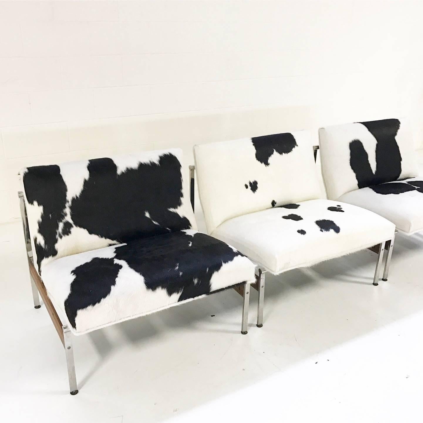 Mid-Century Modern Glenn of California Lounge Chairs Restored in Brazilian Cowhide - A Trio