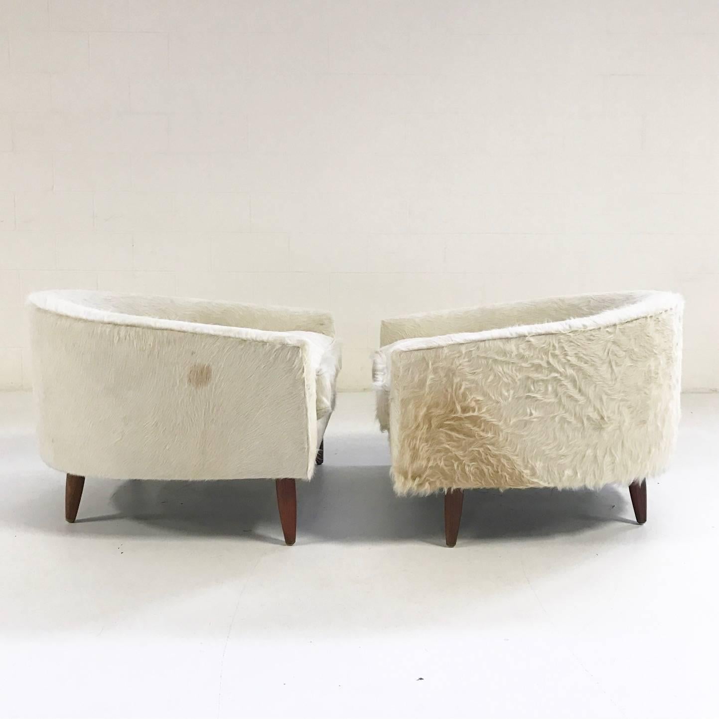 20th Century Pair of Rare Adrian Pearsall Cloud Chairs Restored in Ivory Brazilian Cowhide