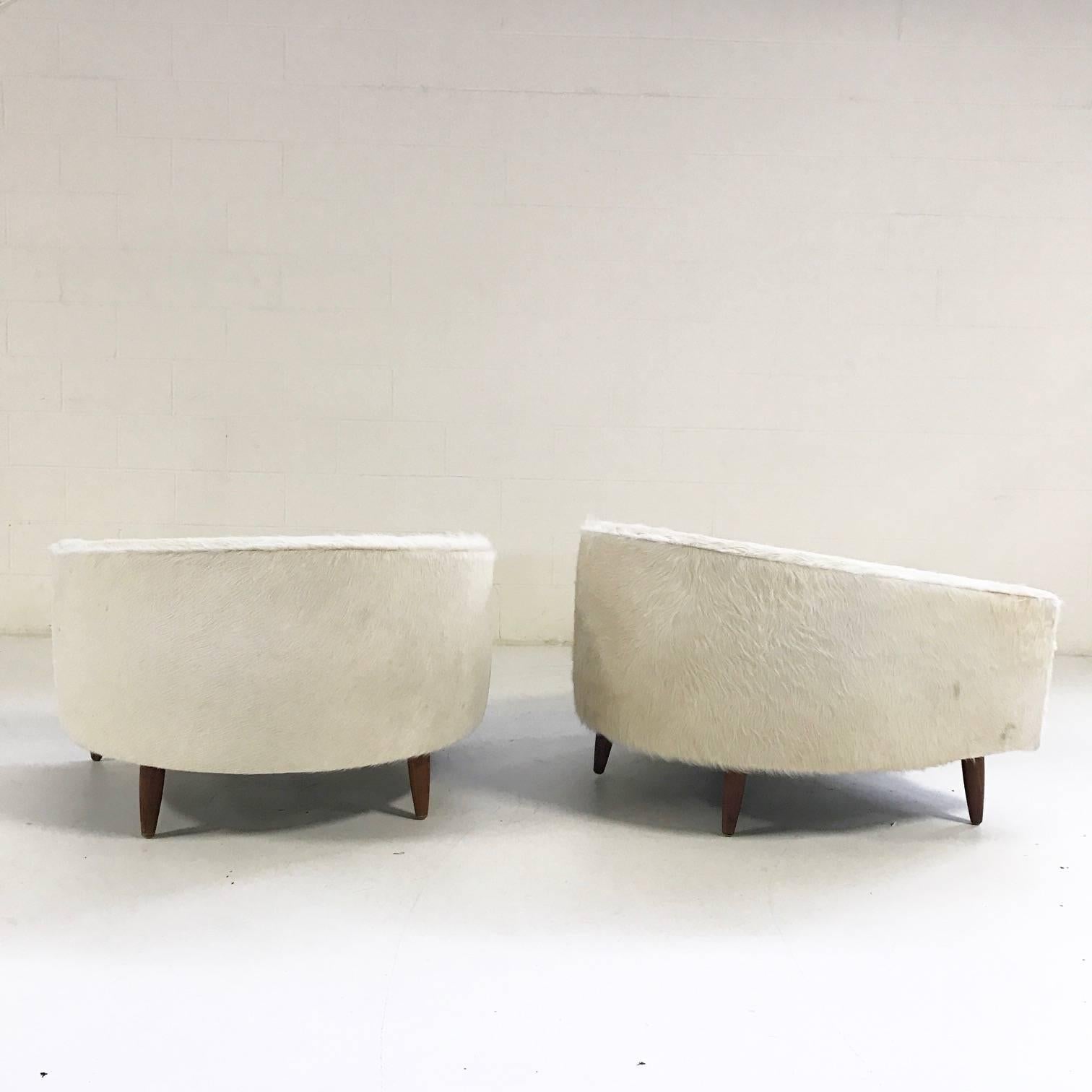 Pair of Rare Adrian Pearsall Cloud Chairs Restored in Ivory Brazilian Cowhide 1