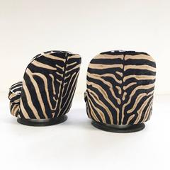 Milo Baughman Swivel Tilt Slipper Chairs Restored in Zebra - Pair