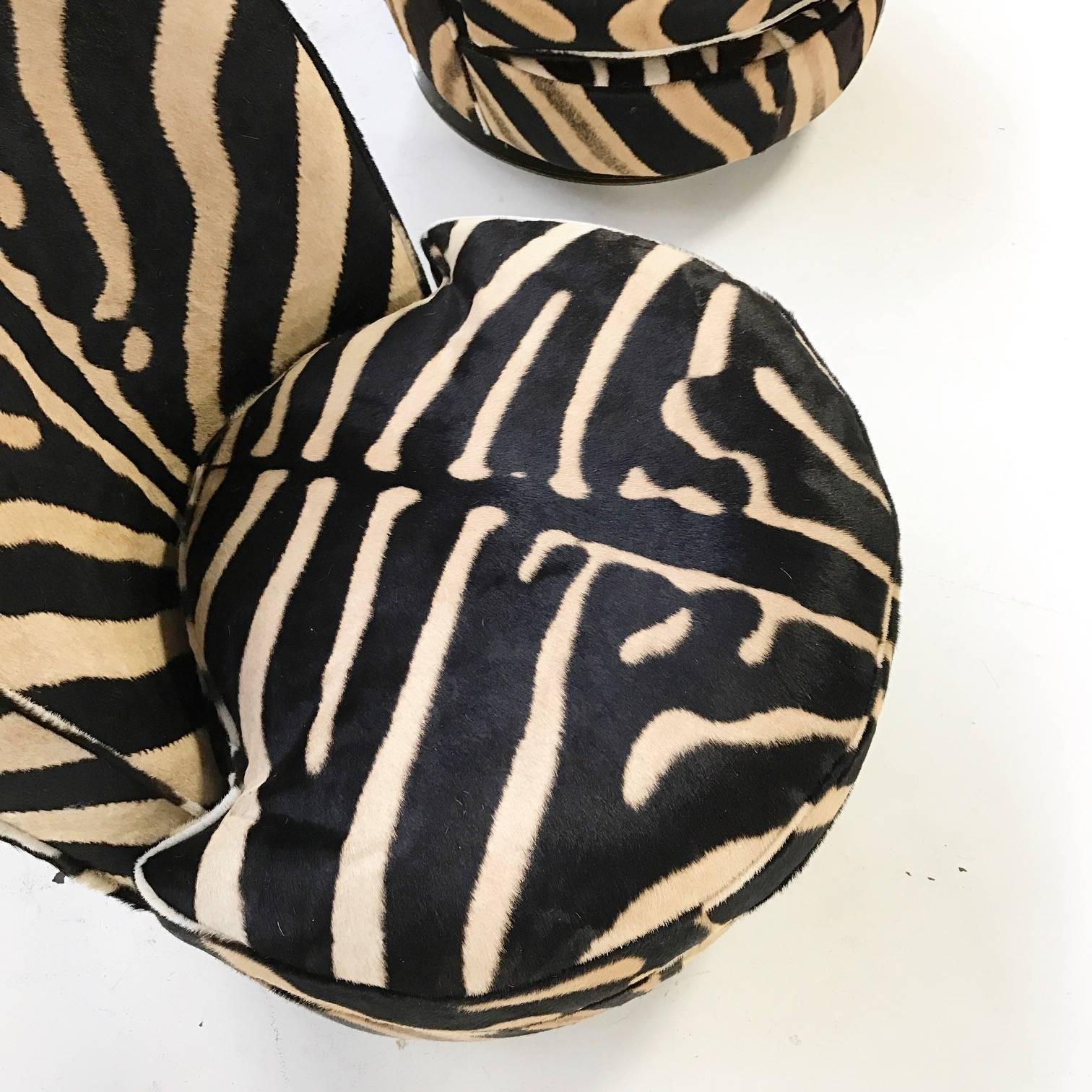 Milo Baughman Swivel Tilt Slipper Chairs Restored in Zebra - Pair 1
