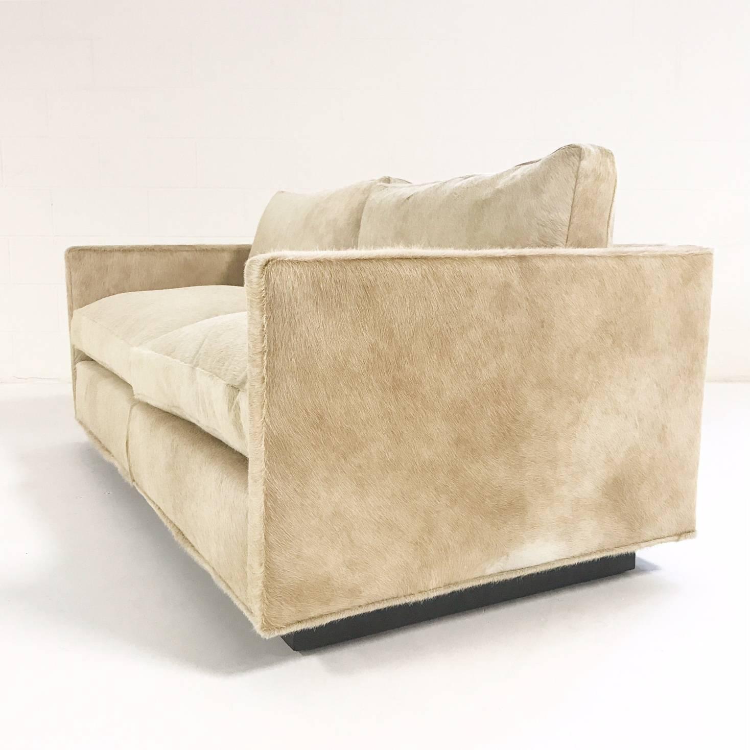 One of a kind Milo Baughman for Thayer Coggin loveseat restored in Brazilian cowhide

The lines, so simple. 
The cushions, so squishy.
Brought back to life,
This loveseat, so dishy.

Paramount to Baughman's design philosophy was that Good