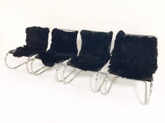 Mies Van Der Rohe for Knoll MR Chairs with Brazilian Sheepskins, Set of Four