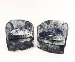 Vintage Milo Baughman Wheeled Slipper Chairs Restored in Brazilian Cowhide