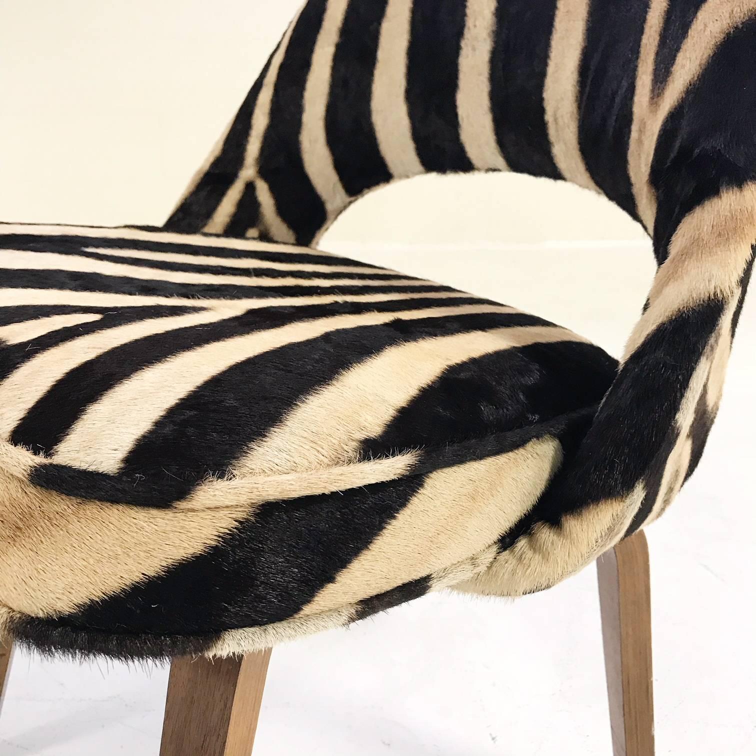 20th Century Vintage Eero Saarinen Executive Chairs for Knoll with Walnut Legs in Zebra Hide