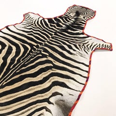 Zebra Hide Rug Trimmed in Maasai Warrior Blanket