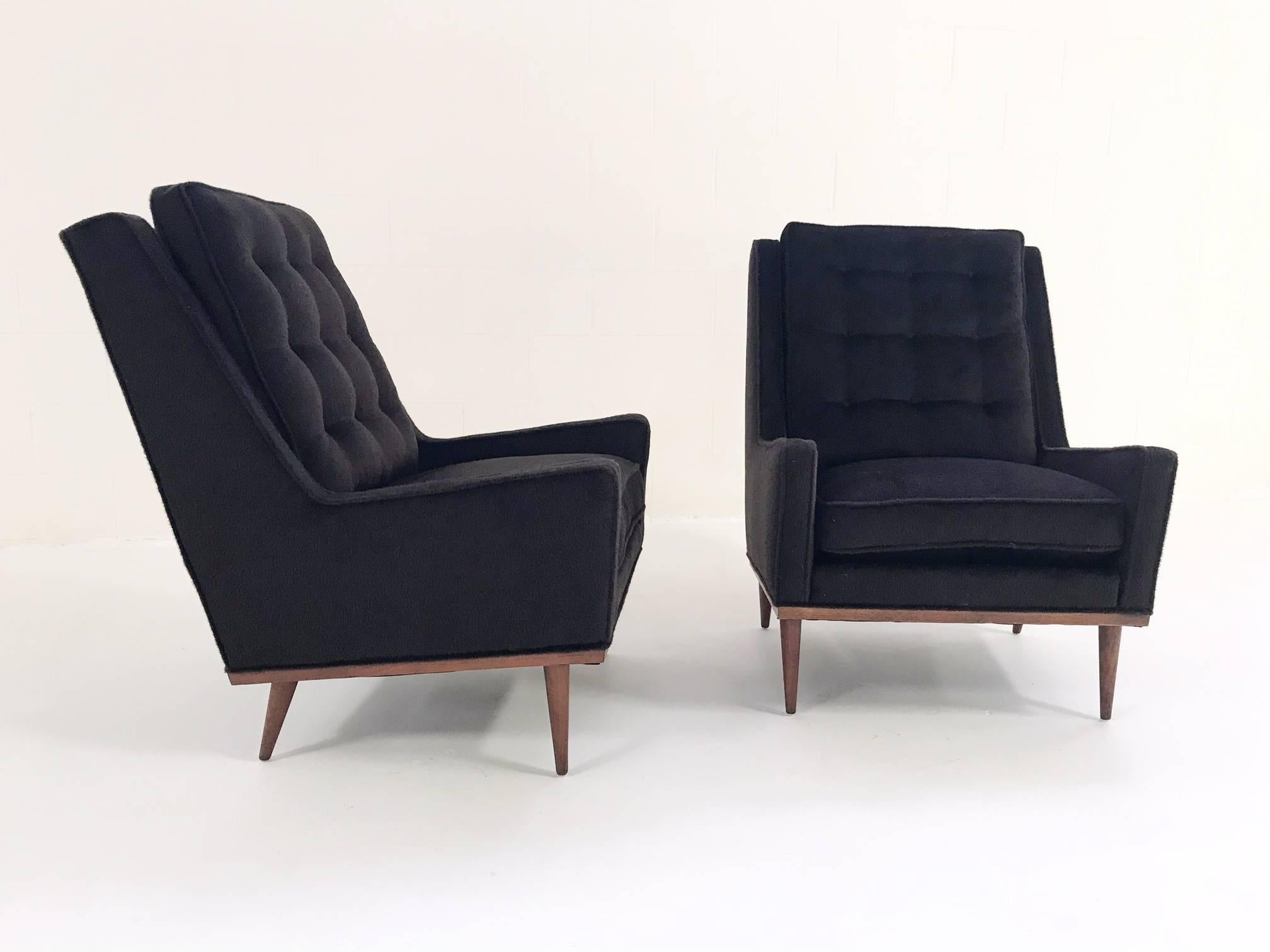 Milo Baughman for James Inc Lounge Chairs in Loro Piana Alpaca Wool - Pair 1