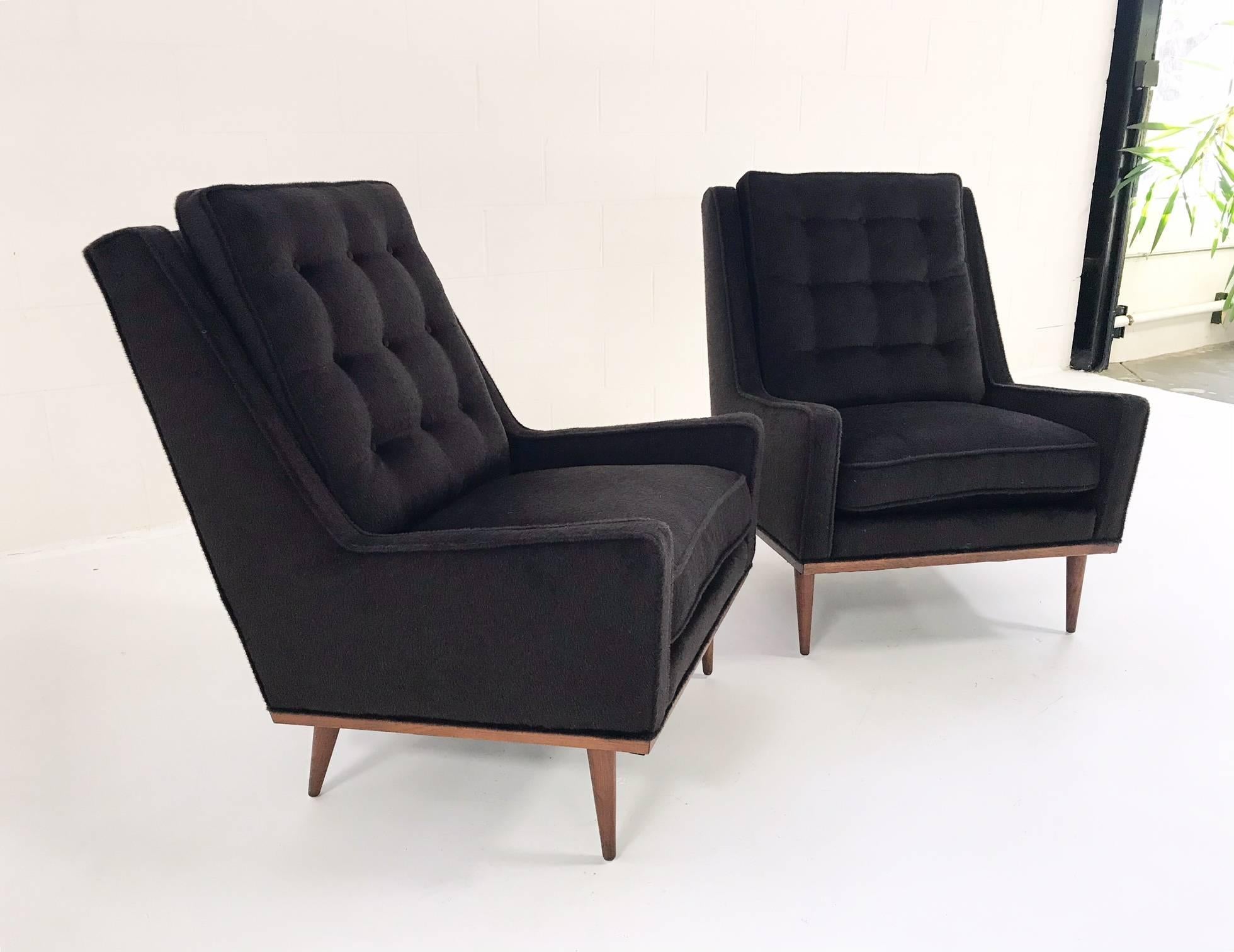 20th Century Milo Baughman for James Inc Lounge Chairs in Loro Piana Alpaca Wool - Pair