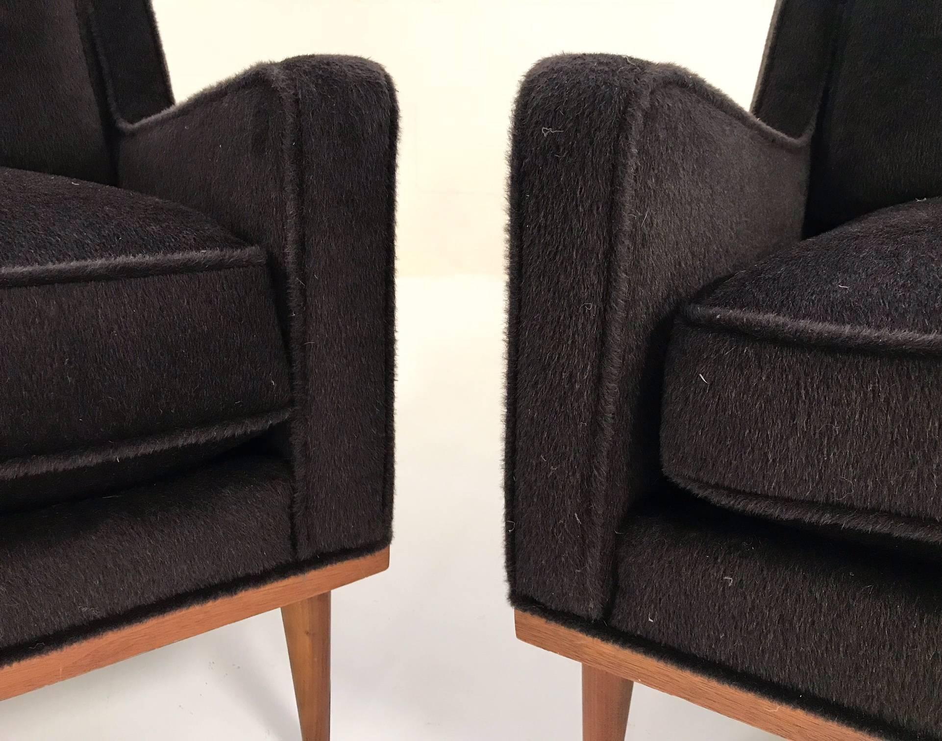 Mid-Century Modern Milo Baughman for James Inc Lounge Chairs in Loro Piana Alpaca Wool - Pair