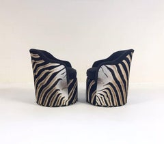 John Saladino for Dunbar Petal Chairs in Zebra and Alpaca Wool - Pair