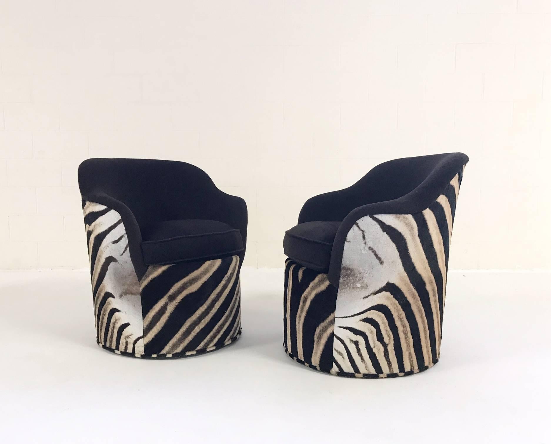 John Saladino for Dunbar Petal Chairs in Zebra and Alpaca Wool - Pair 3
