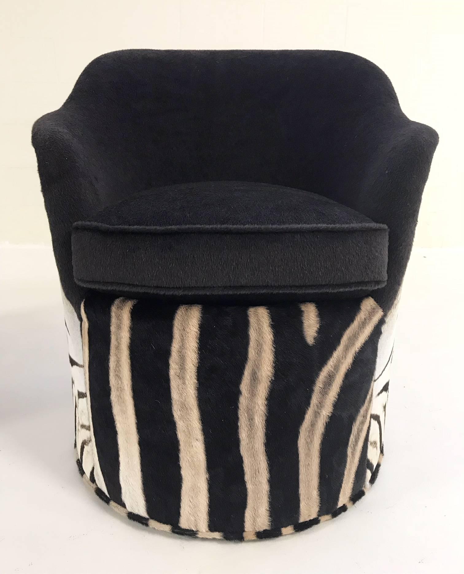 John Saladino for Dunbar Petal Chairs in Zebra and Alpaca Wool - Pair 1