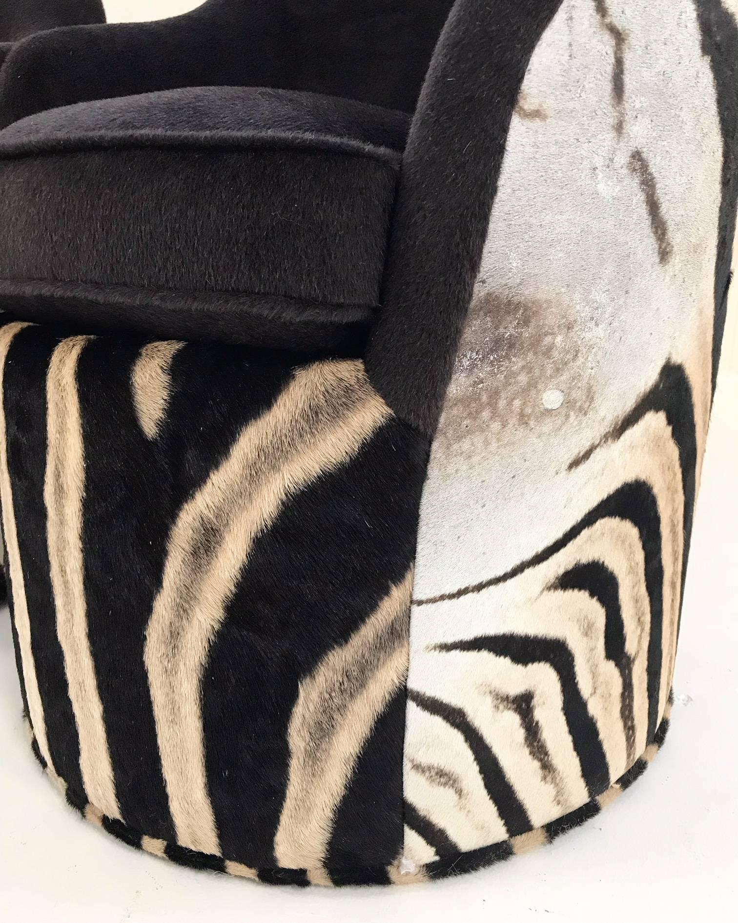Zebra Hide John Saladino for Dunbar Petal Chairs in Zebra and Alpaca Wool - Pair