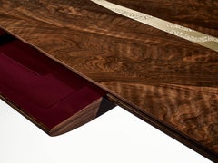 Contemporary Fulbeck Writing Table or Desk in Walnut with Brass