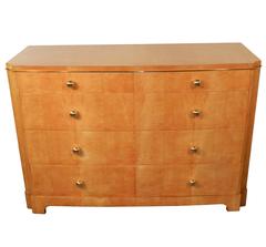 Large Art Deco Chest of Drawers in Sycamore and Brass