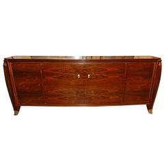 Maurice Rinck, Large Sideboard in Rosewood Veneer and Gilt Bronze