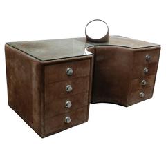Suede and Chrome Vanity Dressing Table by Guido Faleschini 11
