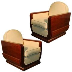 Two Normandie French Art Deco Armchairs by Gaston Poisson