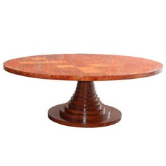 Seltener, sehr großer Tisch im Stil von Carlo di Carli Amboyna-Holzsockel