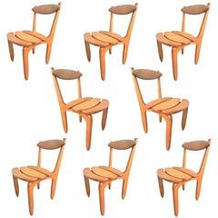 Guillerme et Chambron, Set of Eight Oak Chairs "Thierry", Edition Votre Maison 3