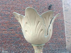 Neobaroque Art Deco Floor Lamp in Cast Iron and Lacquered Metal, circa 1940