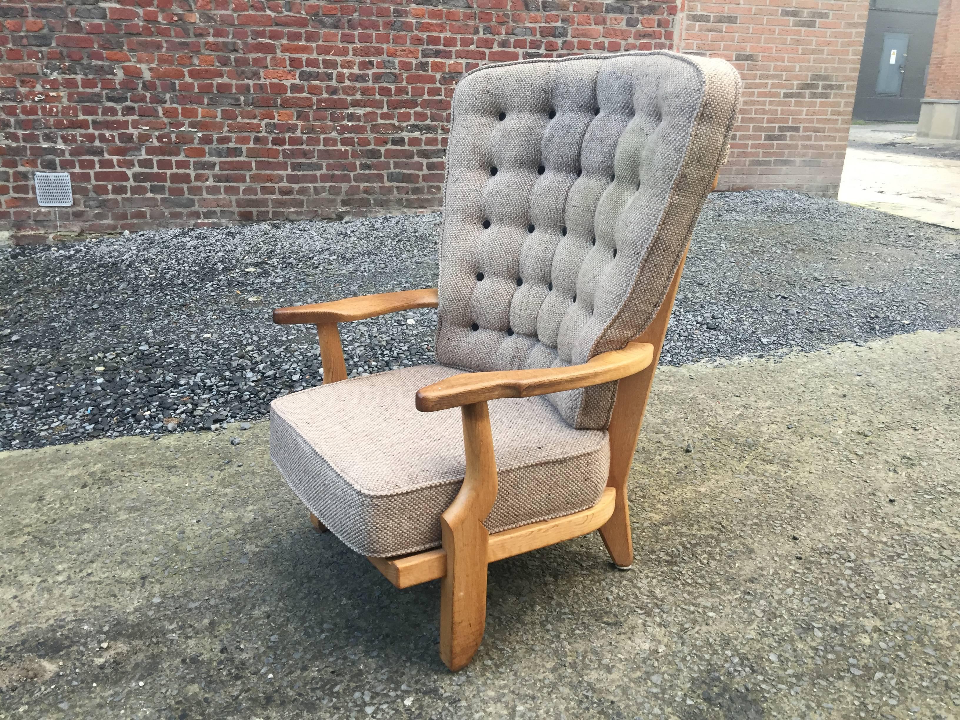 French Guillerme et Chambron, Pair of Grand Repos Oak Armchairs Edition Votre Maison