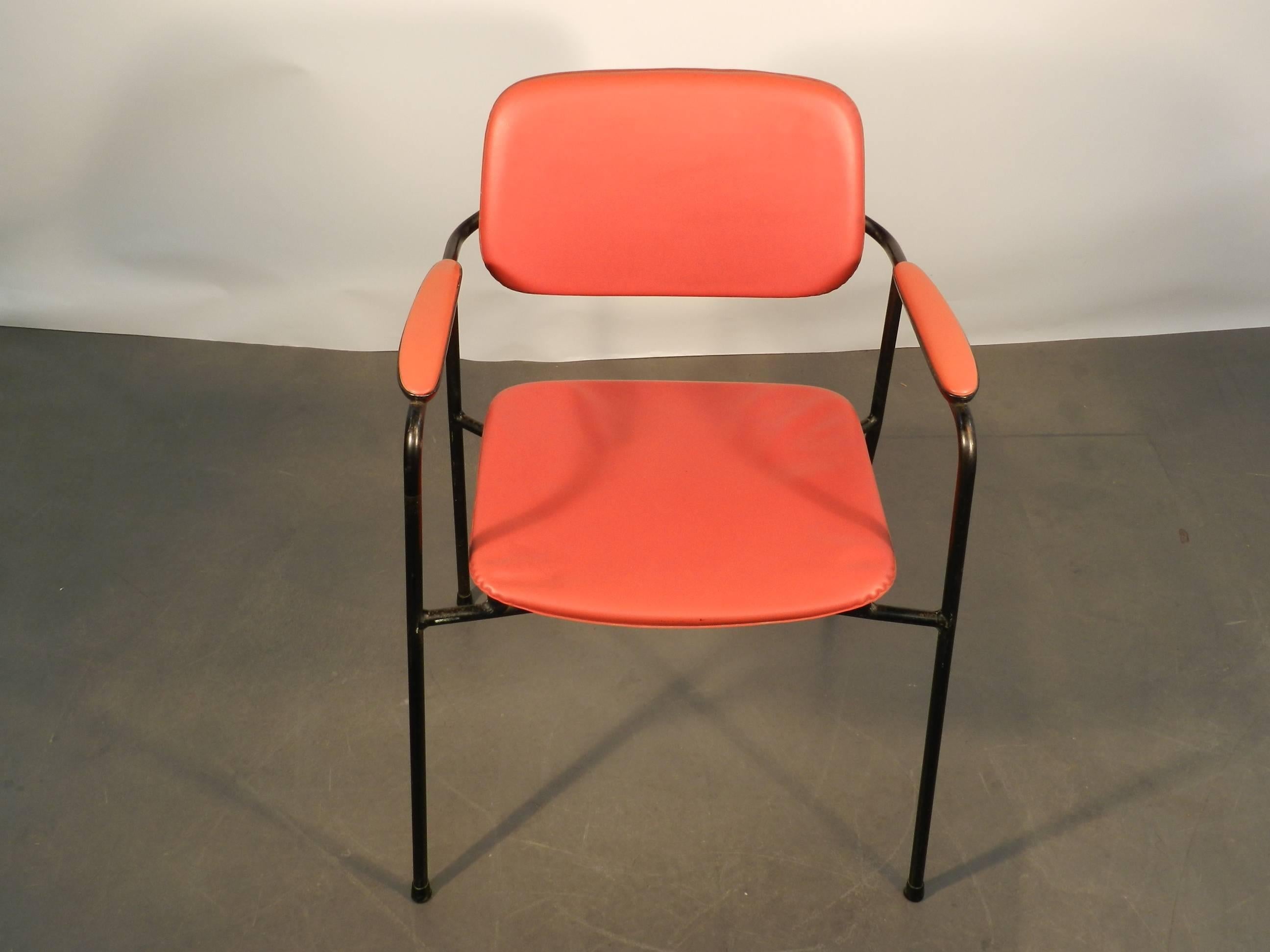 Mid-20th Century 1950 Lacquered Metal Armchair in the Style of Pierre Guariche For Sale