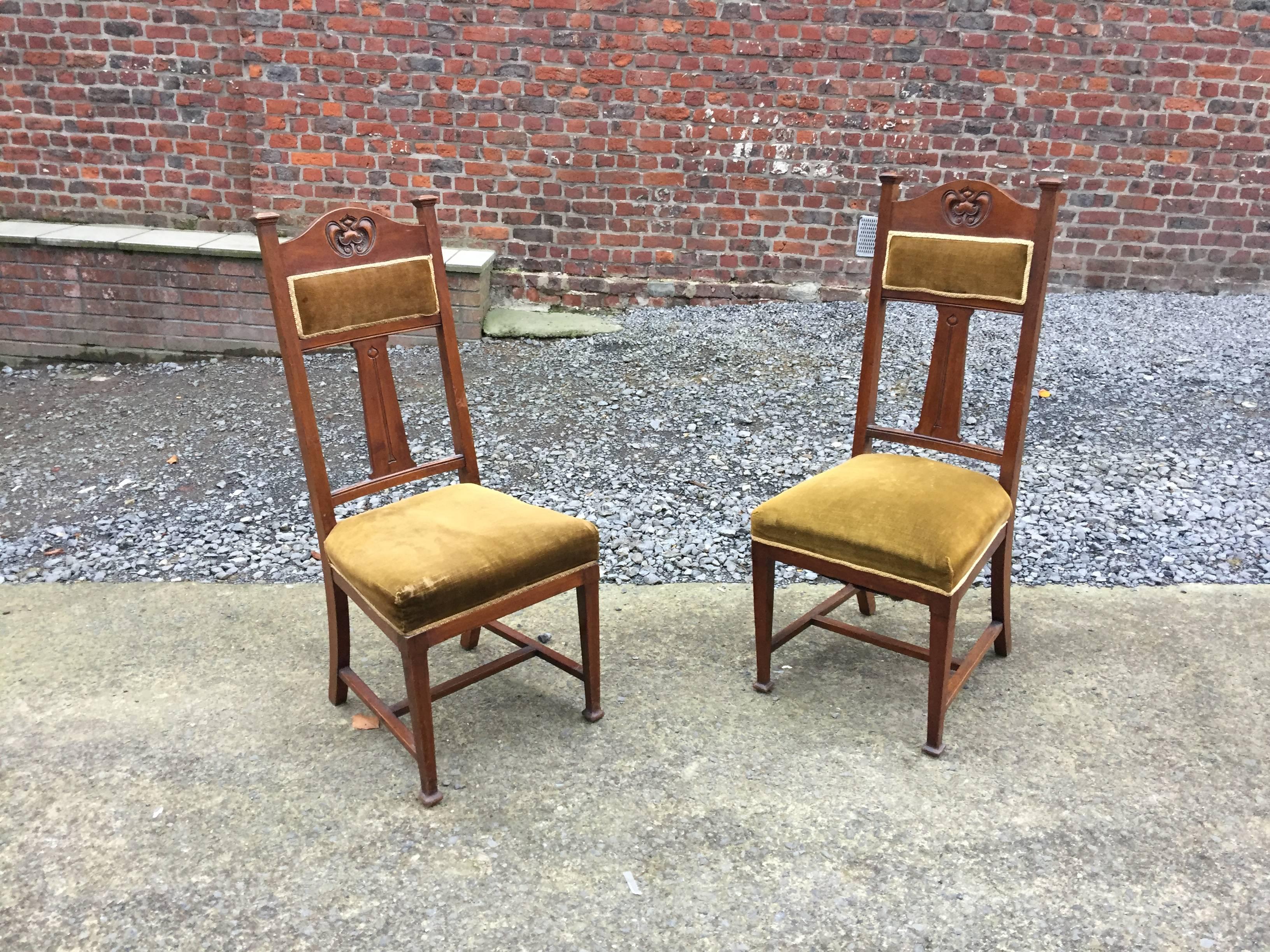 Set of Six Art Nouveau Mahogany Chairs, circa 1900 For Sale 1
