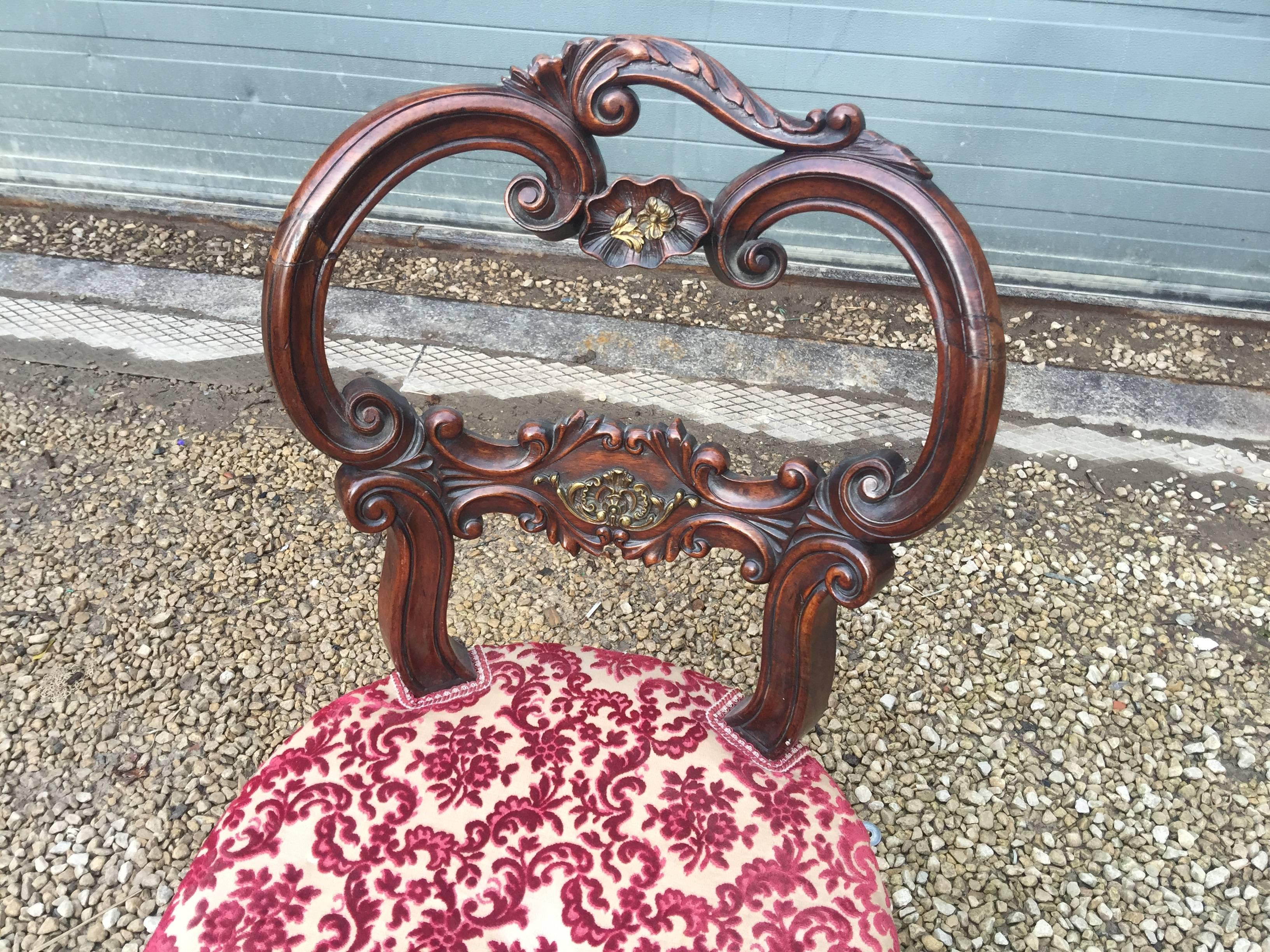 French Gabriel Viardot , Solid Palisander Chair with Bronzes Design, 19th Century For Sale