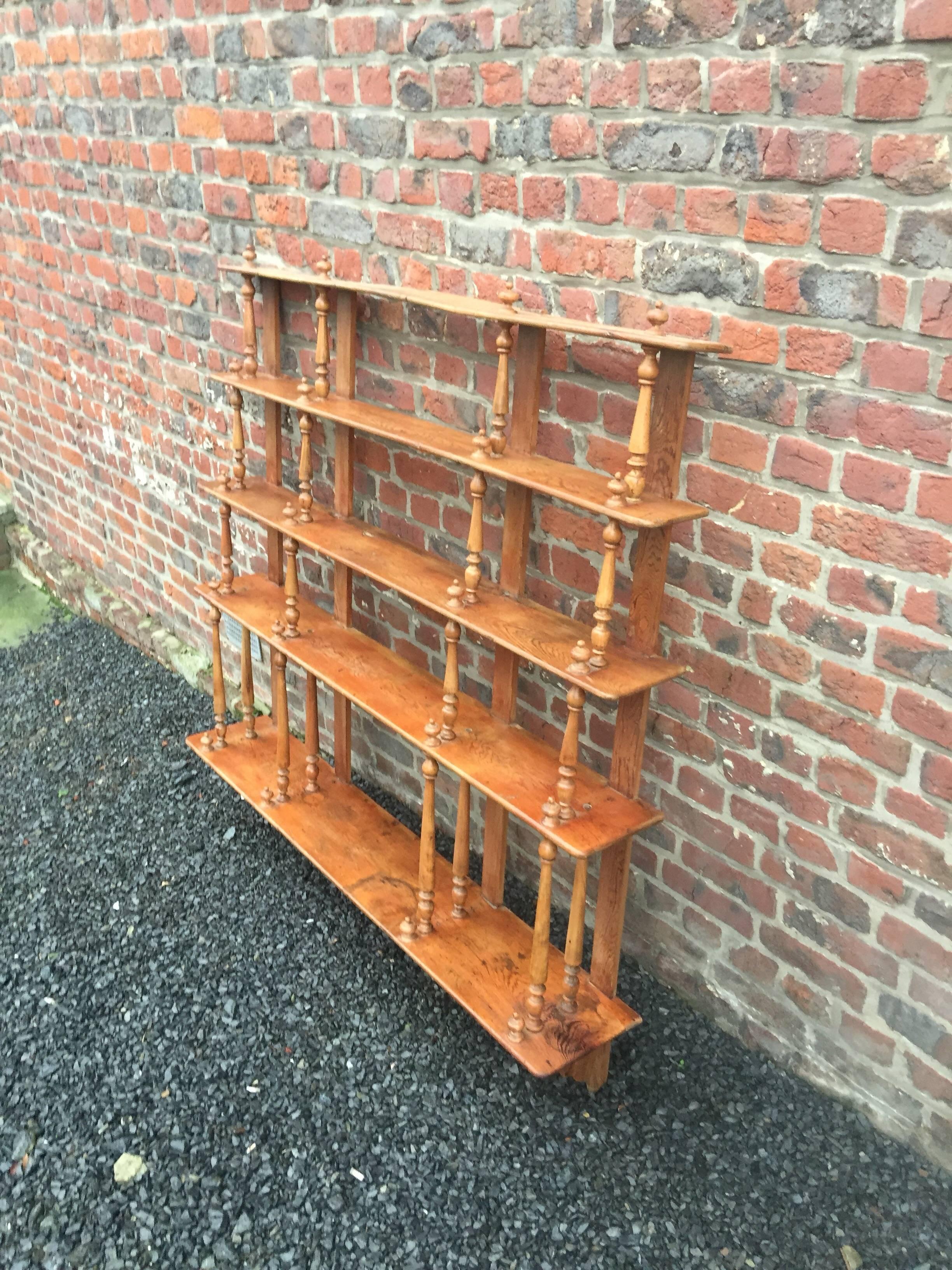 Industrial Antique 19th Century Bistro Shelf in Elm For Sale