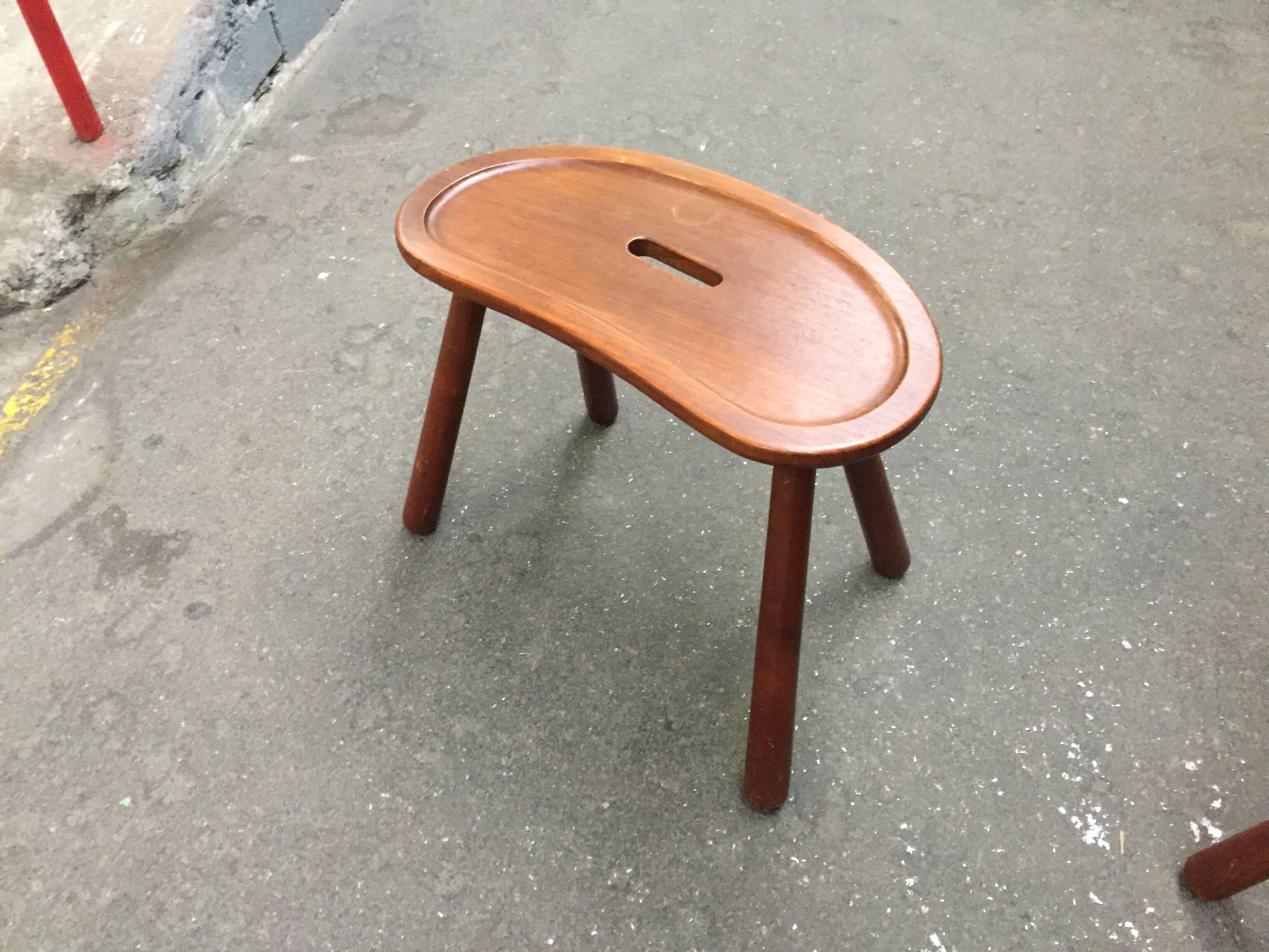 Carved Pair of Scandinavian Stools