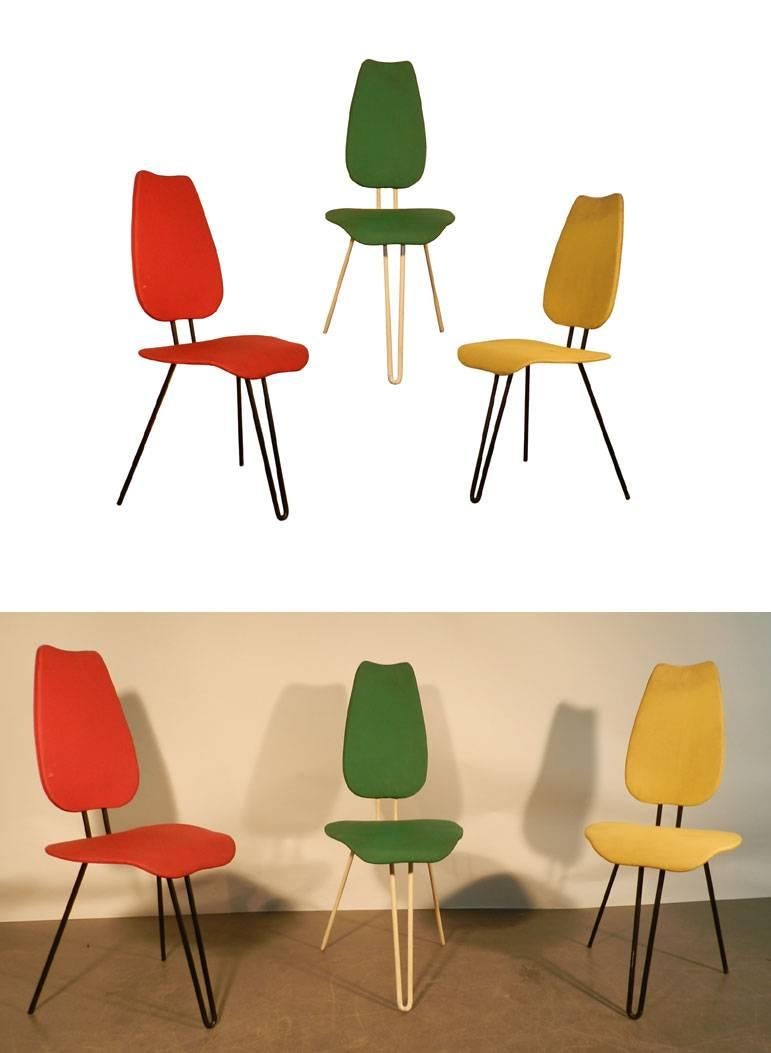 Three Original Chairs Circa 1945/1950. Seen in a Louis Sognot design.